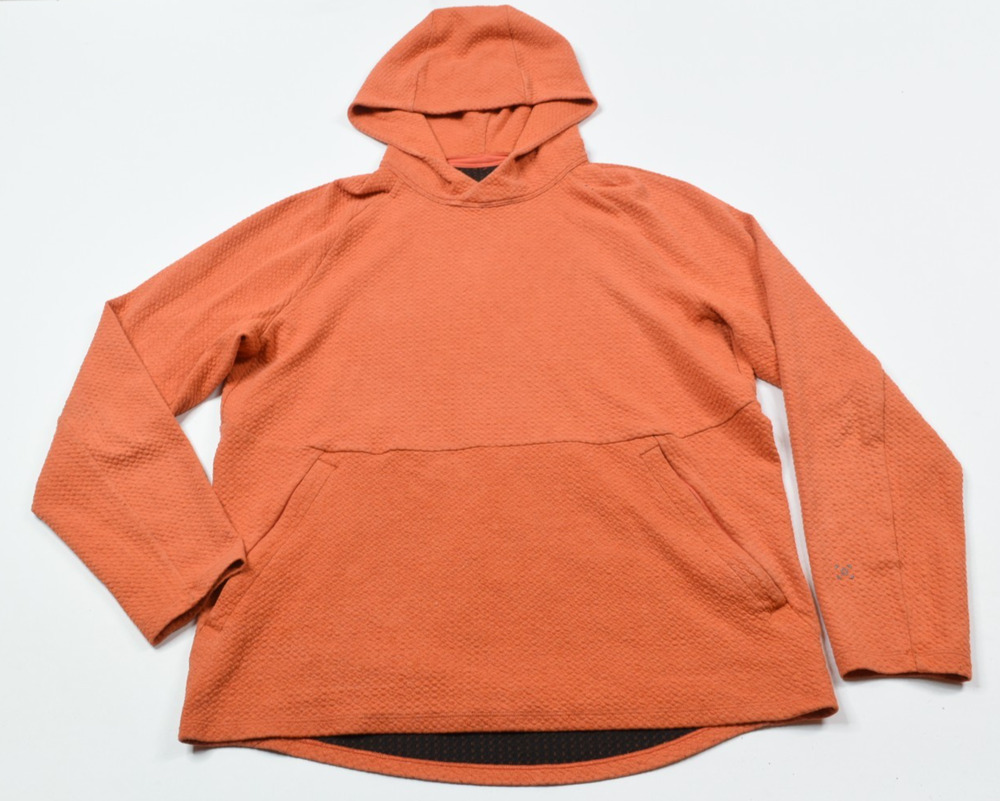 Lululemon At Ease Hoodie Mens Medium Orange Long Sleeve Pullover Stretch Gym